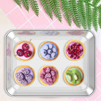 Deedro Baking Sheet with Rack Set [2 Sheets + 2 Racks], Stainless Steel Cookie Half Sheets Baking Pan Oven Tray with Cooling Rack, 9 x 7 x 1 Inch, Heavy Duty, Non-toxic, Easy Clean