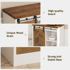 Coffee Bar Station with Sliding Barn Door, Small Coffee Bar Cabinet with Storage for Kitchen, 47 Inch