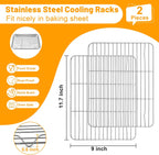 TeamFar Cooling Rack, 11.7” x 9” Stainless Steel Wire Baking Rack for Cooking Roasting Grilling, Fit for Oven Pan, Oven & Dishwasher Safe, Non-toxic & Heavy-Duty, 2PCS