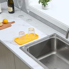 Silicone Kitchen Sink Organizer Tray for Multiple Usage,Easy Clean,Eco-Friendly Sponges Holder for Kitchen Bathroom Counter or Sink,Dish Soap Dispenser,Scrubber,Bottle,Cup Yellow 10”x 5.3”