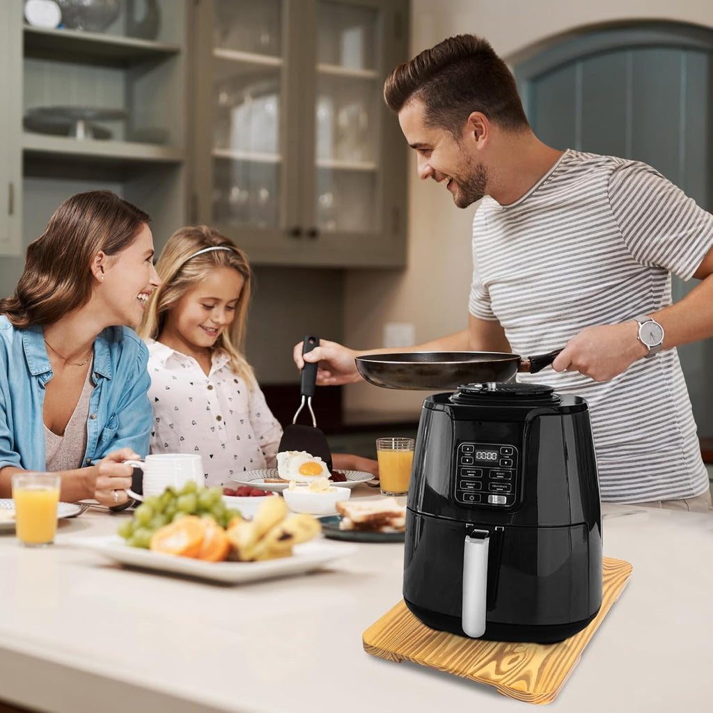 360° Rolling Tray Bamboo Appliance Slider, Appliance Sliders for Kitchen Appliances Sliding Tray for Coffee Maker Appliances Mat Easily from Under The Cabinet Wood(13.9"×9.4")