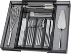 Silverware Organizer Metal Mesh, Large Drawer Organizer, Utensil Cutlery Tray for kitchen drawers, Expandable Flatware Organizer with 8 Compartment Black 11.6"~20" x 17.3"