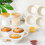 Vinino Jumbo Muffin Pan with Metal Reinforced Frame-2Pack, Silicone Cupcake Pan for Baking 6 Cup Jumbo Size, BPA Free Silicone Muffin Tray, Cupcake Baking Pan Molds for Oven Dishwasher Safe-Cream