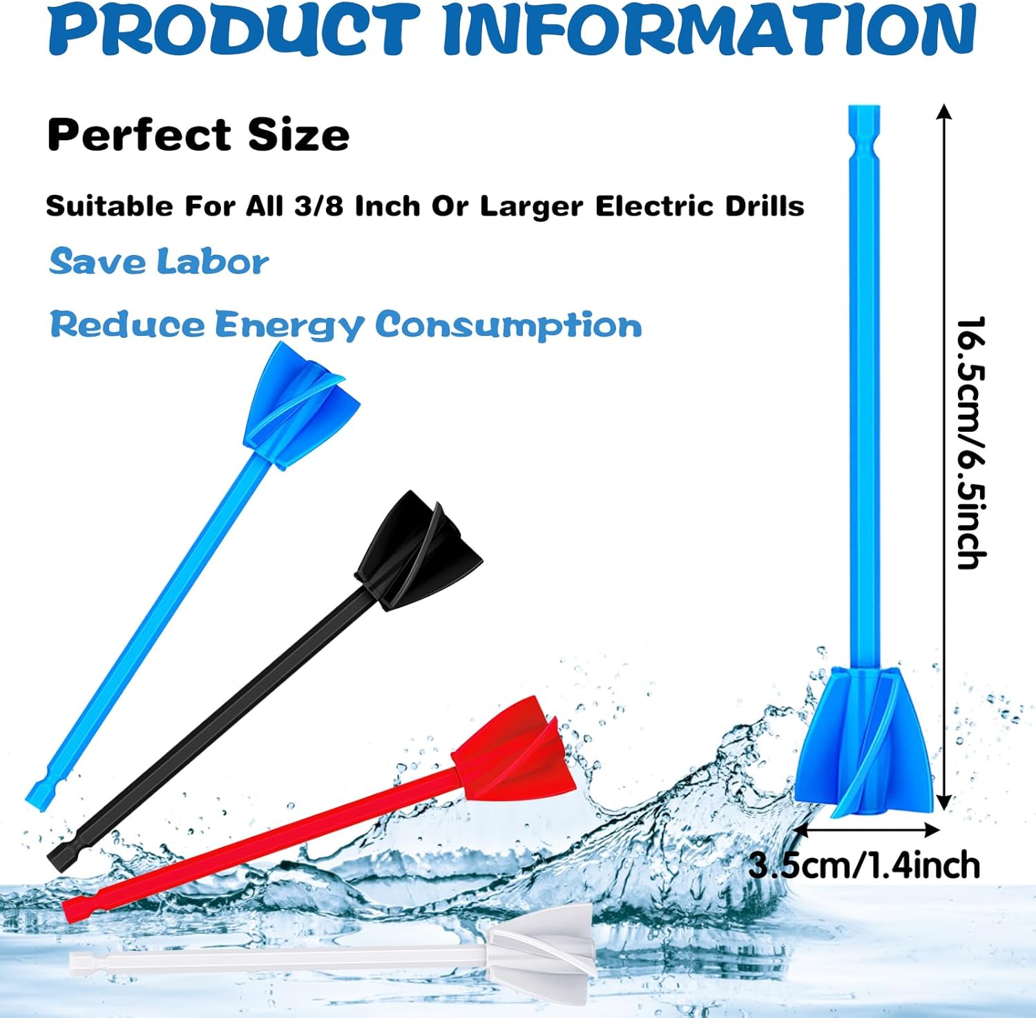 16 Pcs Epoxy Resin Mixer Paddles, Reusable Plastic Mixing Paddle Paint Stirrer for Drill, Multipurpose Helix Drill Mixer Attachment for Mixing Epoxy Resin Paint Silicone Molds, Works with Most Drills