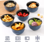 MEKY 20oz Soup Bowls, Stackable and Durable Ceramic Bowls for Kitchen, Elegant Perfect for Pasta, Cereal,Oatmeal, Rice, and Ice Cream, Microwave & Dishwasher Safe,Set of 6, Blue