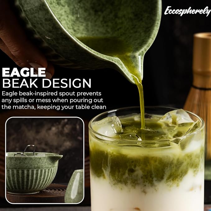 Matcha Whisk Set,7-Piece Japanese Matcha Tea Set with Ceramic Bowl, Whisk Holder, Bamboo Scoop, Sifter-Cloth Mat – Traditional Green Tea Kit for Gifts, Daily Use