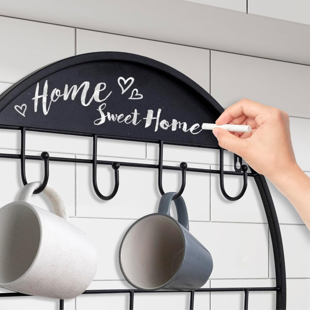 AJART Coffee Bar Decor Mug Holder: 22" Round Square Coffee Cup Rack for Home Kitchen Office Dining Room Cafe Bar