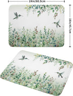 Giwawa Hummingbird Dish Drying Mat for Kitchen Countertop, Spring Summer Sage Green Eucalyptus Leaves Dish Drainer Mats, Herb Botanical Microfiber Dish Drying Pad Home Decor, 18"x24", Large