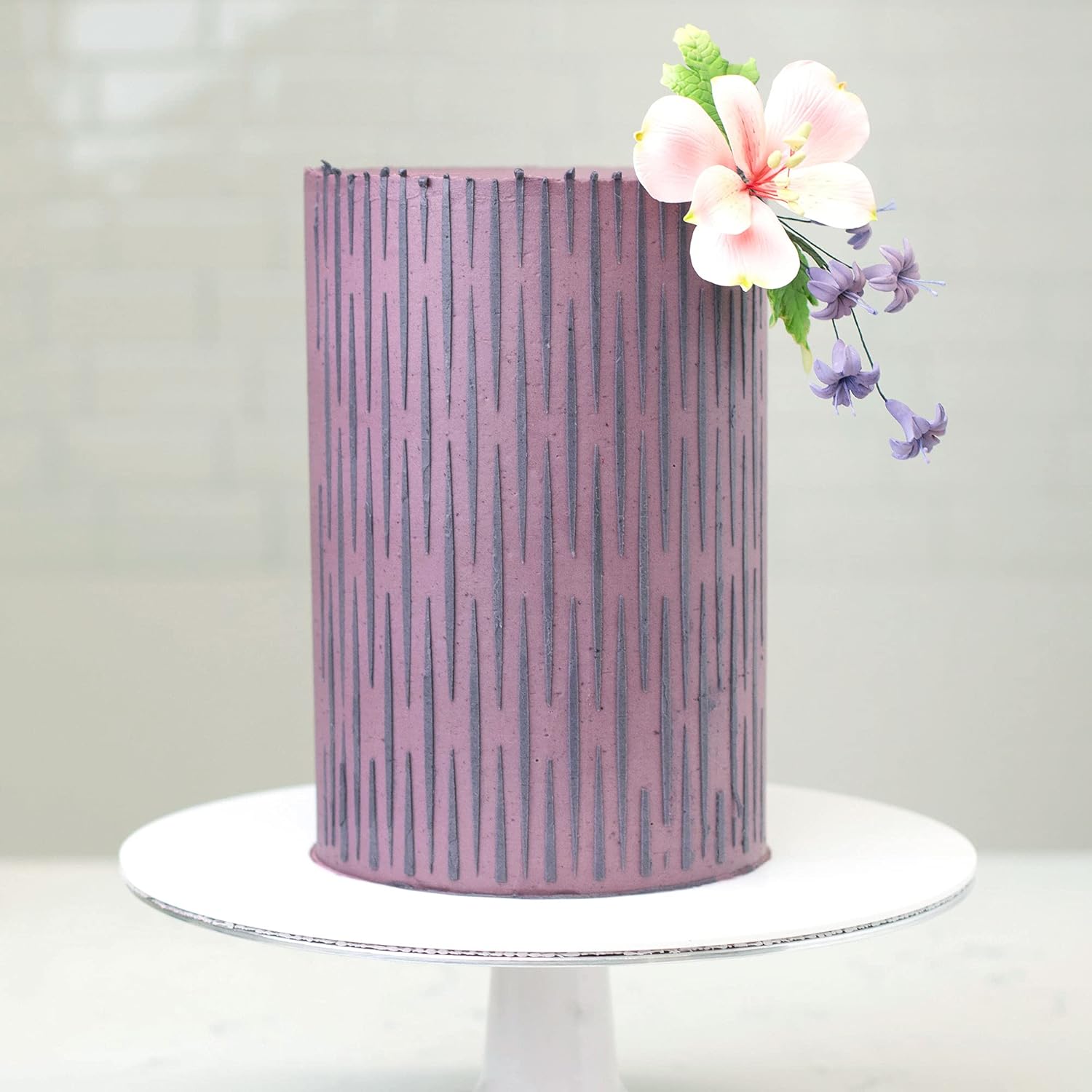 Cake Baking Stencil - Seamless Delicate Pattern for Decorating Tall Double Barrel Cake to Use with Buttercream, Royal Icing, Ganache, Paint, Airbrush (FOLD)