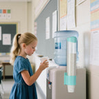 Medium Pull Type Cup Dispenser, Paste or Screw Plate Mountable Cups Holder, Fits 5oz - 7oz Cone or Flat Bottom Cups, 16” Tube Length, Mounting Water Dispenser Cooler or Wall (Medium, Green)