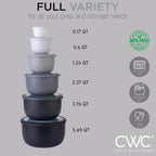 COOK WITH COLOR Prep Bowls with Lids- Wide and Deep Nesting Plastic Small Mixing Bowl Set with Lids, 12 Piece Set - Deep Bowls, Black/White