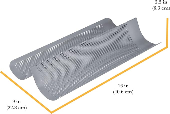 Chicago Metallic Commercial II Non-Stick Perforated French Bread Pan, Perfect for creating a crisp, golden-brown crust,