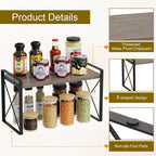 Giikin Kitchen Countertop Organizer, Wood Desk Shelf Riser, Gray Spice Rack for Kitchen Counter, Countertop, Cabinet (15.7 Inches, Gray)