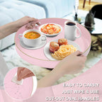 MAONAME 13" Round Tray, Pink Serving Tray with Handles, Modern Decorative Trays for Coffee Table, Plastic Ottoman Trays for Ottoman, Bathroom, Decor