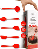 GIR: Get It Right 5-Piece Silicone Spatula & Utensil Set - Medium Fire Red - Kitchen Essentials with Heat-Resistant Non-Stick Tools - Dishwasher-Friendly