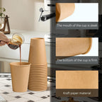180 Pack 12 OZ Paper Cups, Brown Kraft Disposable Paper Coffee Cups 12 oz, Unbleached Paper Cups for Hot/Cold Beverage Party, Picnic, Travel, and Events.
