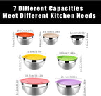 Lazycorner Stainless Steel Mixing Bowls with Airtight Lids Set of 7 Stainless Steel Bowls Set with 3 Grater Attachments Great for Serving & Baking