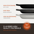 Enameled Cast Iron Dutch Oven for Sourdough Bread Baking | 6 Quart Pot with Lid | 10 Inch Ceramic Enamel Thick Coated Cookware Set with Non Stick Silicone Baking Mat for Cooking | 6 Qt | White