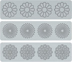 Embossing Lace Fondant Molds, Multi Circle Flowers Lace Mat Wedding Cake Decoration Tool, Rattan Shaped Cupcake Mat Silicone Molds Set of 3