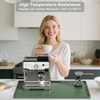 Rnivvi Silicone Coffee Mat, 16" x 24" Waterproof Raised Edge Coffee Bar Mats for Espresso Machine Station Accessories, Heat Resistant Dish Drying Pad for Kitchen Counter, Rubber Bar Decor Pad, Green