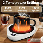 PUSEE Coffee Mug Warmer - Electric Large Candle Warmer Plate with 4H Auto Shut Off, 3-Temp Settings Cup Heater for Desk, Tea, Milk, Cocoa