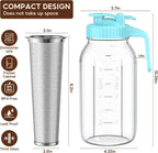 Cold Brew Coffee Maker Jar - 2 Pack 64 oz(2 Quart / 1.9 Liter)Glass Cold Brew Maker with Handle, Stainless Steel Filter&Leak-Proof Lid, Heavy Duty Cold Brew Pitcher for Iced Coffee, Sun Tea, and Milk