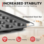 HONGBAKE 48 Cup Mini Muffin Pan, Small Cupcake Pan, Premium Nonstick Muffin Tin for Baking Cheesecake, Dishwasher Safe and Heavy Duty, Carbon Steel