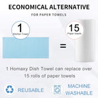 Homaxy 100% Cotton Terry Kitchen Towels(Sky Blue, 13 x 28 inches), Checkered Designed, Soft and Super Absorbent Dish Towels, 4 Pack