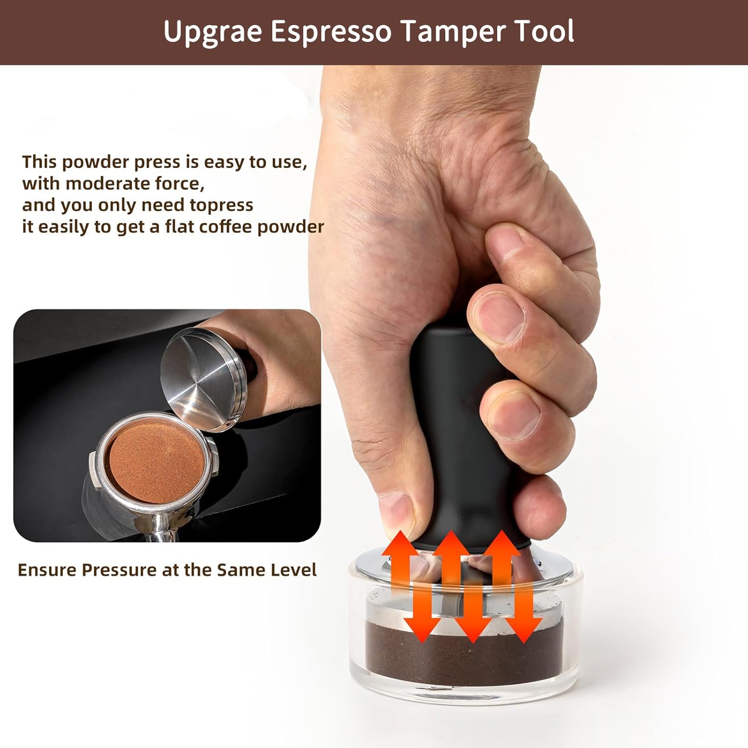 51mm Espresso Tamper, Premium Calibrated 30lb Spring Loaded Tamper Compatible for CASABREWS CM5418, 3700Essential, De'Longhi EC260 and 51mm Portafilter, 100% Stainless Steel Coffee Tamper, Black