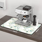 Rnivvi Coffee Mat, 16" x 24" Cute Minimalism Design Coffee Bar Mats for Espresso Machine Station Accessories and Organizer, Hide Stain Rubber Backed Absorbent Dish Drying Pad for Kitchen Counter,White