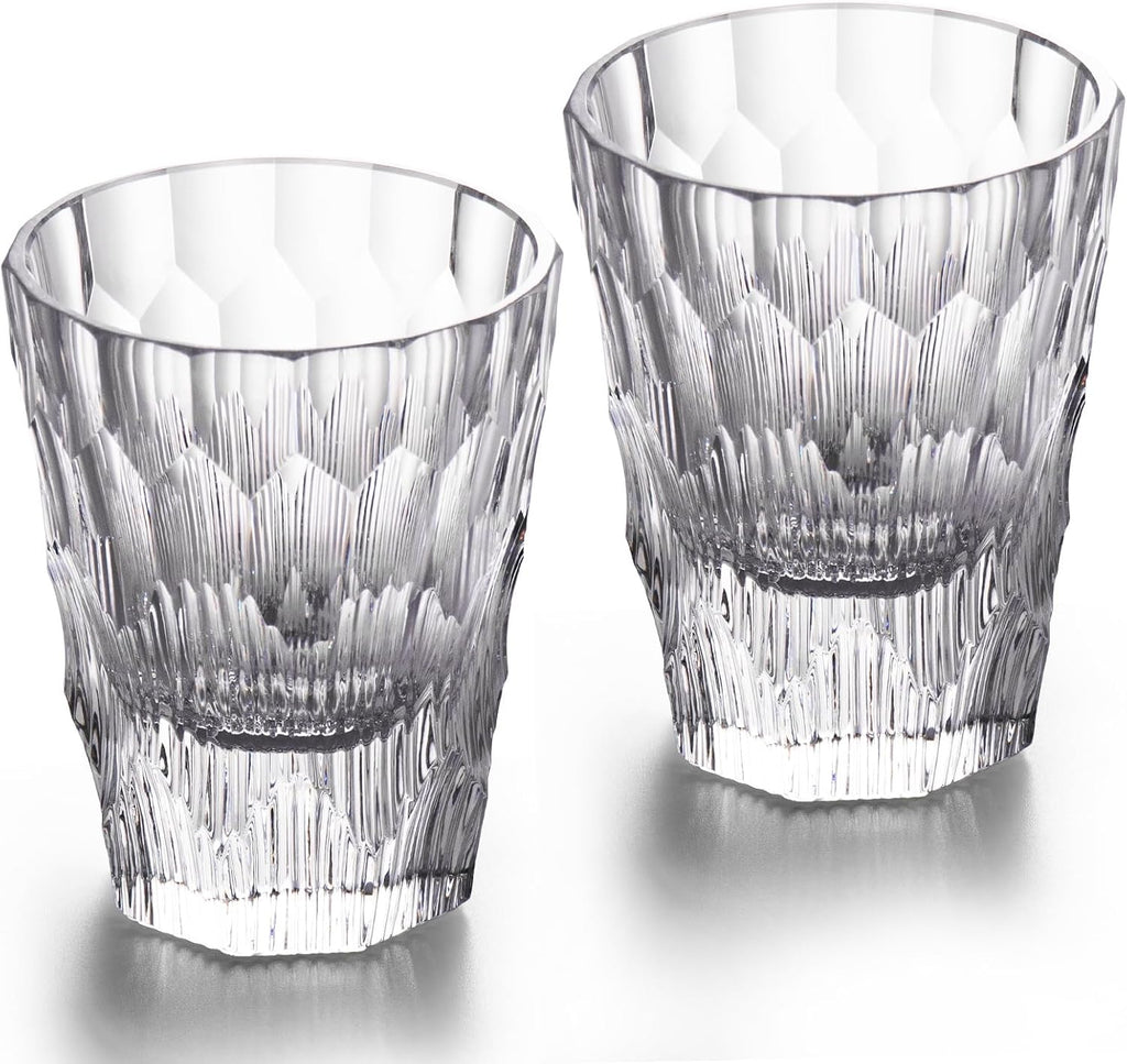 KAMMAK Crystal Whiskey Glasses Set of 2, Handcrafted 6.09oz Old Fashioned Glasses Stemless, Luxury Cocktail Glasses, Hand Blown Scotch Cup for Women, Men Gift for Rocks, Bourbon, Bar Barware