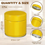 uxcell 2Pcs Round Tea Canisters, 3" x 3" Airtight Metal Tea Containers for Loose Tea, Coffee Beans, Spices - Durable, Compact, and Stylish Storage Tea Tin (Yellow)