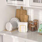 Napkin Holder for Table, Bamboo Iron Standing Napkin Dispenser for Dining Table Farmhouse Cocktail Picnic Rustic Wood Holders All Kitchen Dining Room Decor Gold & White