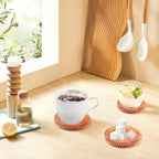 Glass Coaster 6 Pack Round Cup Coasters for Drinks,Crystal Coffee Coaster,Stylish Drink Coasters for Kitchen Bar Dining Room Living Room Office Decor and Jewelry Storage,Amber