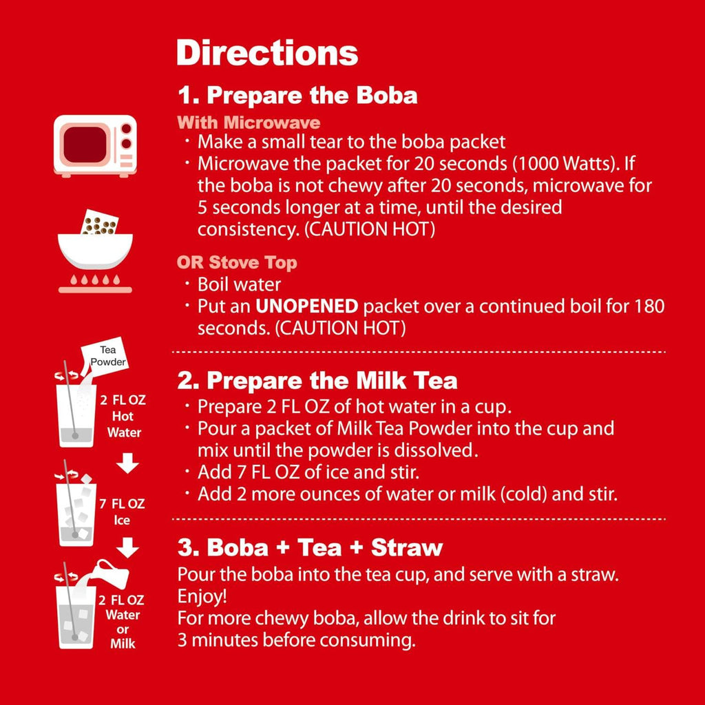 J WAY Instant Boba Bubble Pearl Milk Tea Kit with Authentic Brown Sugar Tapioca Boba, Ready in Under One Minute, Paper Straws Included - 3 Servings