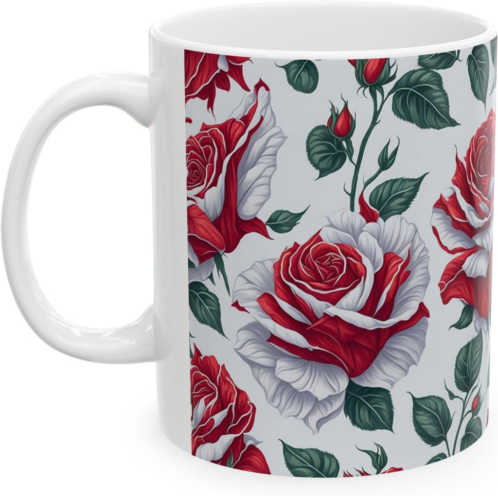 11 OZ Novelty Coffee Mugs - Christmas Gift (Red Rose Theme)