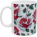11 OZ Novelty Coffee Mugs - Christmas Gift (Red Rose Theme)