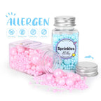 Edible Pink and Blue Sprinkles for Cake Decorating, Pink Pearl Sprinkles, Blue Pearl Sugar Sprinkles for Macaron, Cake, Cupcake, Waffles, Cookies, and Ice Cream(120g/4.2oz)