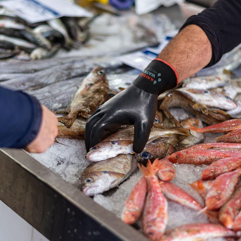 KAYGO Waterproof Work Gloves for Men and Women, Rubber Coated Non-slip Working Gloves for Garden, Outdoor Construction,3 pairs,Black,S