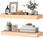 24x8x1.6 inch Floating Shelves Set of 2 – Solid Wood Rustic Wood Wall Mounted Shelf for Kitchen, Bathroom, Living Room