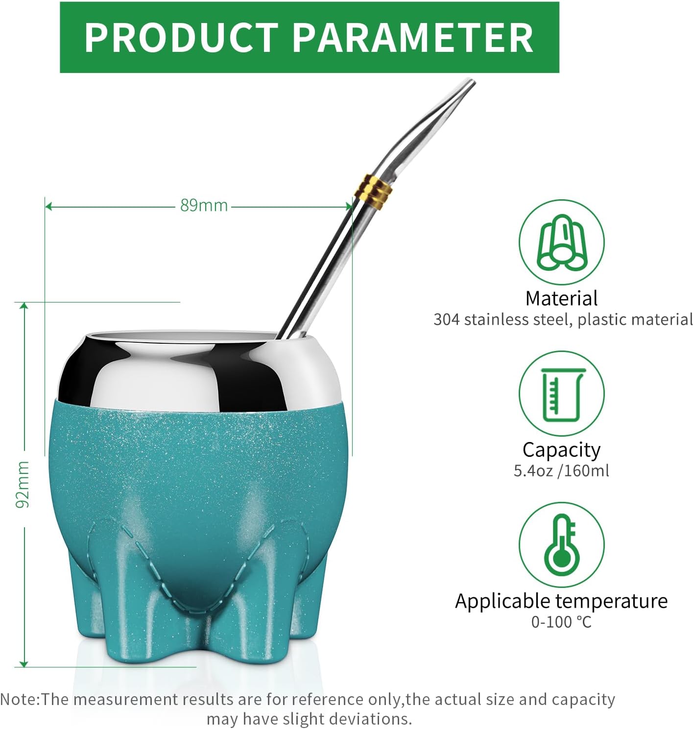 Premium Yerba Mate Cup 5 in 1 Set, Including Stainless Steel Gourd (Glitter Stars, Cute Elephant Style) Bombilla Straw, and Tea Shaper Set, 5.4oz, Gift for Women Drinking Coffee Tea Water