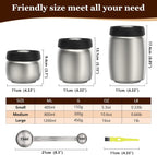 Vacuum Coffee Canister, Coffee Bean Storage with Scoop, 304 Stainless Steel Airtight Food Storage Container, Perfect for Coffee Beans,Grounds,Loose Leaf Tea,2400ml/32OZ (S+M+L)