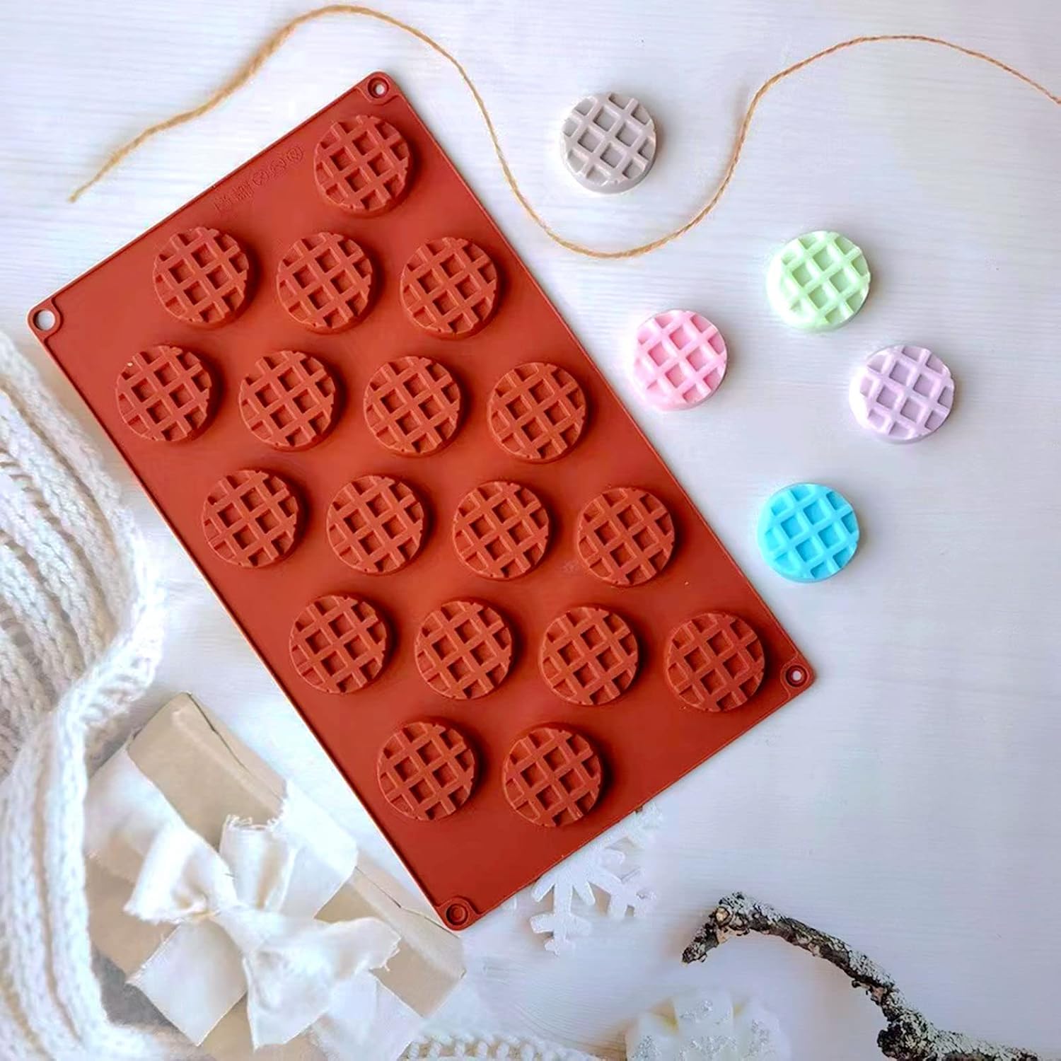 Silicone Waffle Mold Set, 2PCS/Set 20 Cavity Mini Silicone Waffle Mold Waffle Making Mold, Non-stick Cake Cookie Chocolate Making Mold for Baking