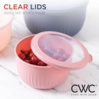 COOK WITH COLOR Prep Bowls with Lids- Wide and Deep Nesting Plastic Small Mixing Bowl Set with Lids, 12 Piece Set - Deep Bowls, Navy