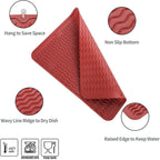 Silicone Dish Drying Mat for Multiple Usage,Easy clean,Eco-friendly,Heat-resistant Silicone Mat for Kitchen Counter or Sink,Refrigerator or drawer liner Red L 16 inches x 12 inches