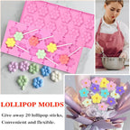 Silicone Lollipop Molds Candy Molds Silicone Sucker Molds Hard Candy Mold & 8 Rounds Nonstick Lollipop Mold With 20 Sticks for Candies,Bread,Jellies,Chocolate,Etc C