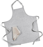 Solino Home Linen Bib Apron for Men & Women - Oyster Grey/Soft Grey Kitchen Apron with Front Pockets - Handcrafted from European Flax