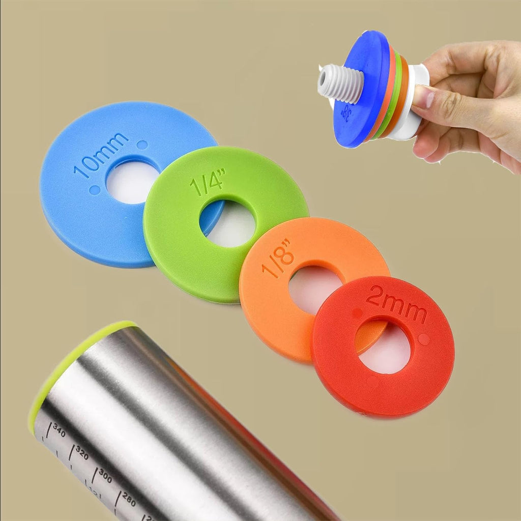 Adjustable Rolling Pin 3 Set and Silicone Baking Pastry Mat Silicone Bush Set,Thickness Rings,Stainless Steel Dough Roller 17.4" Rolling Pins for Baking Dough