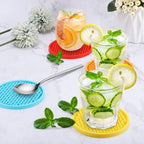 ME.FAN Silicone Coasters [6 Pack] Thickened Drink Coasters with Holder - Cup Mat - Non-Slip, Non-stick, Stay Put, Deep Tray - Prevents Furniture and Tabletop Damages(Deep Purple)