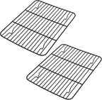 Small Baking Cooling Rack Set of 2, E-far Non-stick Toaster Oven Rack for Cooking Roasting Grilling Broiling Meat Bacon, 9.7” x 7.3” Metal Bakeable Wire Racks for Cookie Cake - Easy to Clean
